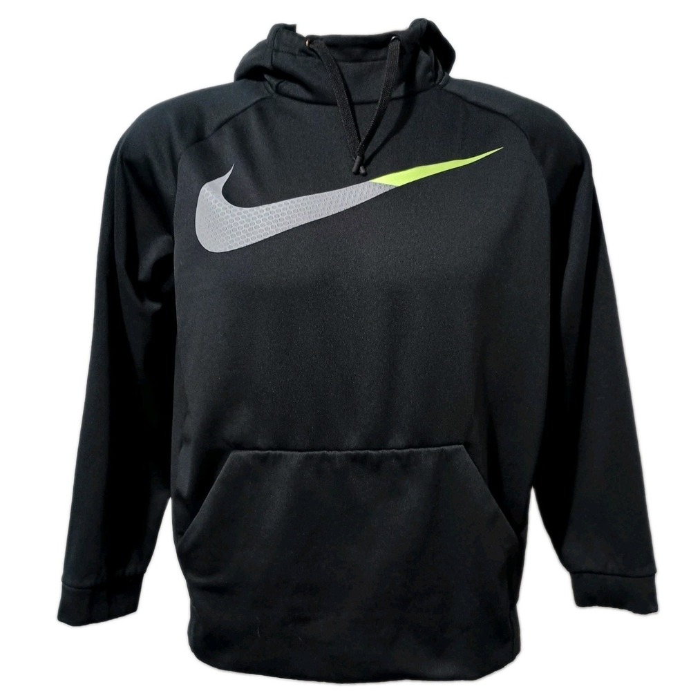 Nike Hoodie Men's Medium DRI-FIT Pullover Logo Kangaroo Pocket Mock Neck Black